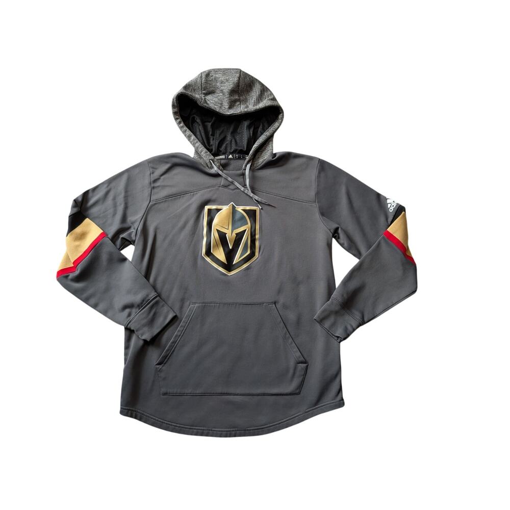 Adidas Mens Vegas Golden Knights NHL Gray Gold Pullover Hoodie Sweatshirt Size M